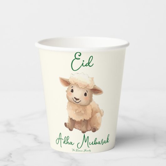 Eid Al Adha Beige Süße Schaf Abendessen Pappbecher (Vorderseite)