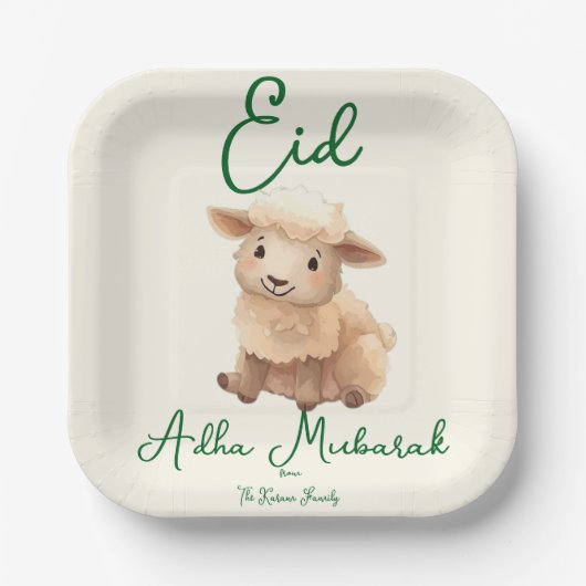 Eid Al Adha Beige Süße Schaf Abendessen  Pappteller (Vorderseite)