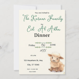 Eid Al Adha Beige Süße Schaf Party Einladung