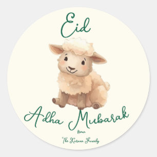 Eid Al Adha Beige süße Schaf-Party Runder Aufkleber