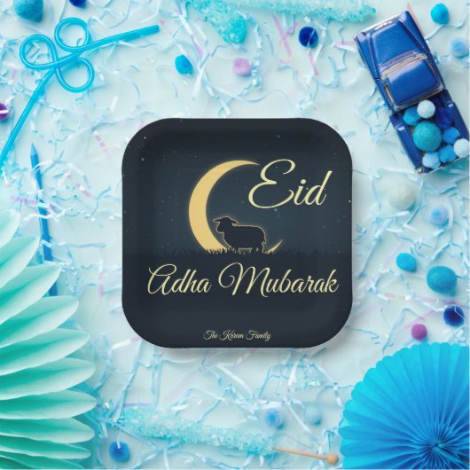 Eid  Al Adha Dark Blue Sheep Dinner  Pappteller (Party)