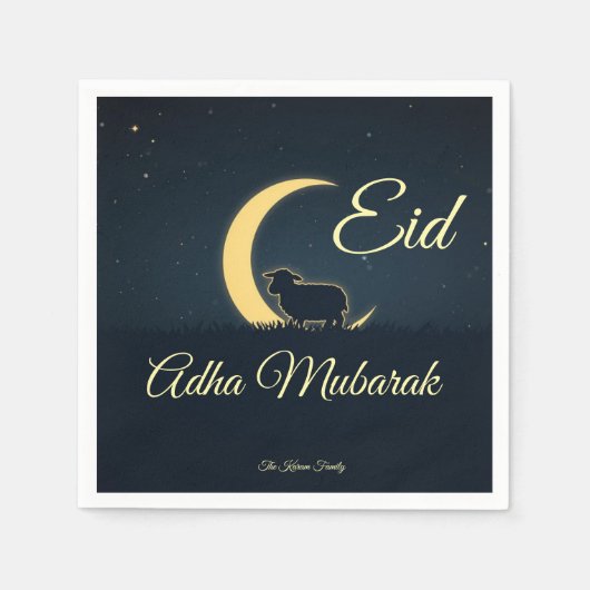 Eid Al Adha Dunkelblaue Schaf Abendessen  Serviette (Vorderseite)