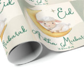 Eid  Al Adha Dusty Green Cute Sheep Dinner  Geschenkpapier (Rolleneckpunkt)