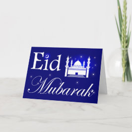 Eid al-Adha, Eid Mubarak, Moschee und Sterne im Feiertagskarte