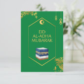 Eid Al-Adha Mubarak Card in Green und Ka'bah Image Dankeskarte (Stehend Vorderseite)