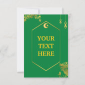 Eid Al-Adha Mubarak Card in Green und Ka'bah Image Dankeskarte (Rückseite)