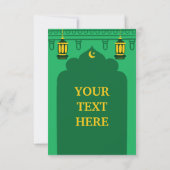 Eid Al-Adha Mubarak Card in Green und Ka'bah Image Einladung (Rückseite)