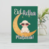 Eid Al Adha Mubarak Cute Sheep Greeting Card  Einladung (Stehend Vorderseite)