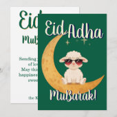 Eid Al Adha Mubarak Cute Sheep Greeting Card  Einladung (Vorne/Hinten)