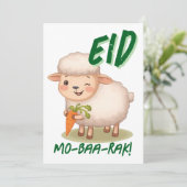 Eid Al Adha Mubarak Cute Sheep Greeting Card  Einladung (Stehend Vorderseite)
