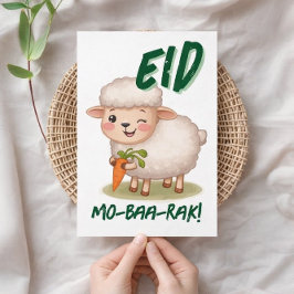 Eid Al Adha Mubarak Cute Sheep Greeting Card  Einladung