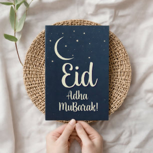 Eid Al Adha Mubarak Elegante Grußkarte in Blau Einladung