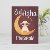 Eid Al Adha Mubarak Funny Sheep Greeting Card  Einladung (Stehend Vorderseite)