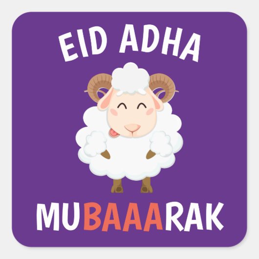 Eid Al Adha Mubarak für Muslime Quadratischer Aufkleber (Vorderseite)