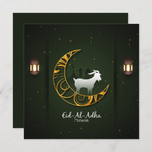 Eid Al Adha Mubarak Golden Crescent Ziege Islamisc Feiertagskarte