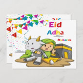 Eid Al-Adha Mubarak Grußkarte Feiertagspostkarte (Vorne/Hinten)