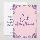 Eid Al Adha Mubarak Modern Purple Greeting Card  Einladung (Vorne/Hinten)