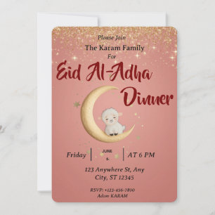 Eid Al Adha Mubarak Pink Modern Einladung