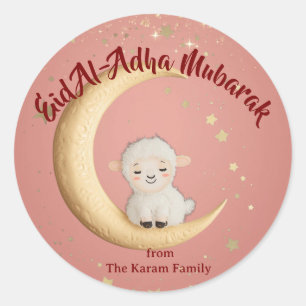 Eid Al-Adha Mubarak Pink Runder Aufkleber