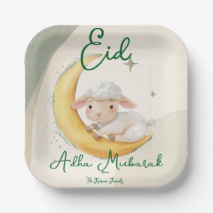 Eid Al Adha Staubgrün Süße Schafe Abendessen  Pappteller