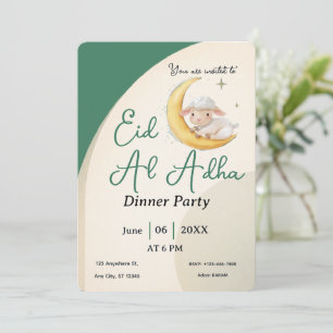 Eid Al Adha Staubgrüne Schaf-Karteinladung Einladung