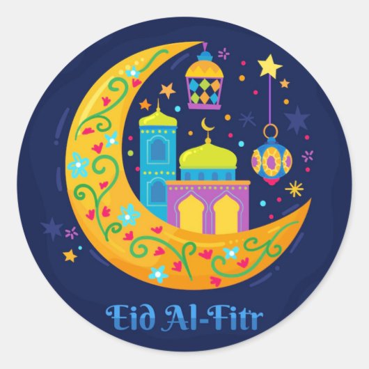 Eid Al Fitr Crescent Runder Aufkleber (Vorderseite)