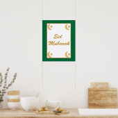 Eid al Fitr Eid Mubarak Green Gold Moon Stars Poster (Küche)