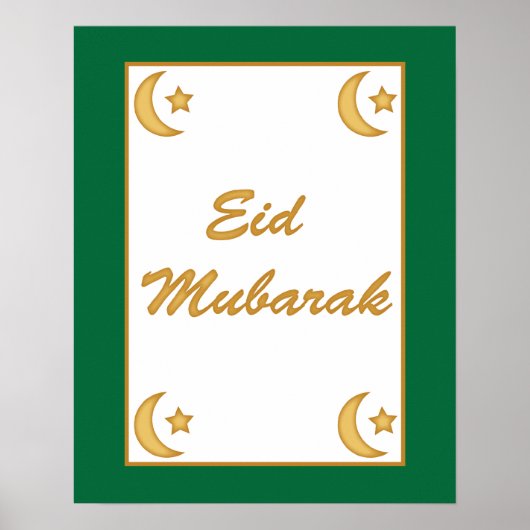 Eid al Fitr Eid Mubarak Green Gold Moon Stars Poster (Vorne)