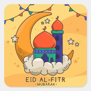 Eid Al-Fitr Greeting Quadratischer Aufkleber