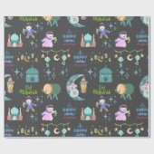 Eid Al-Fitr Mubarak Dark Gray Wrapping Paper Geschenkpapier (Flach)