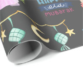 Eid Al-Fitr Mubarak Dark Gray Wrapping Paper Geschenkpapier (Rolleneckpunkt)