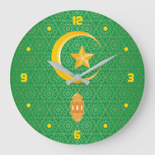 Eid al Fitr Mubarak Ramadan Kareem Moon Star Große Wanduhr