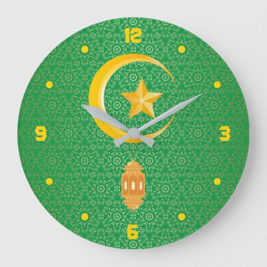 Eid al Fitr Mubarak Ramadan Kareem Moon Star Große Wanduhr (Vorderseite)