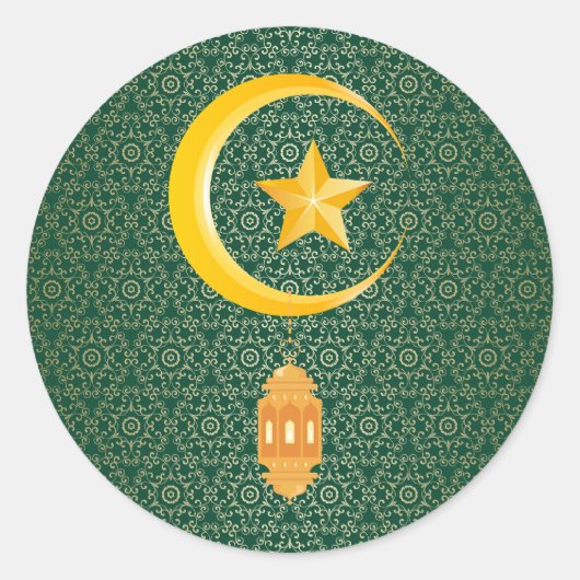 Eid al Fitr Mubarak Ramadan Kareem Moon Star Runder Aufkleber (Vorderseite)