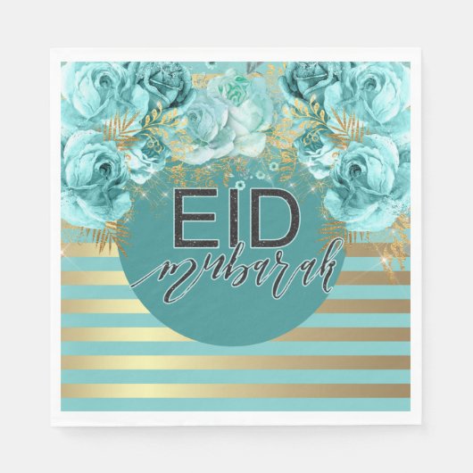 Eid Aquamarin Floral Napkin Serviette (Vorderseite)