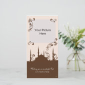 Eid Brown Pink Swirt Foto Cards (Stehend Vorderseite)