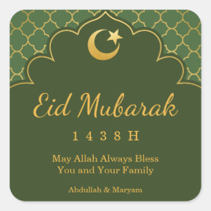 Eid-Feier-Sticker Gold Marokkanisches Muster Quadratischer Aufkleber