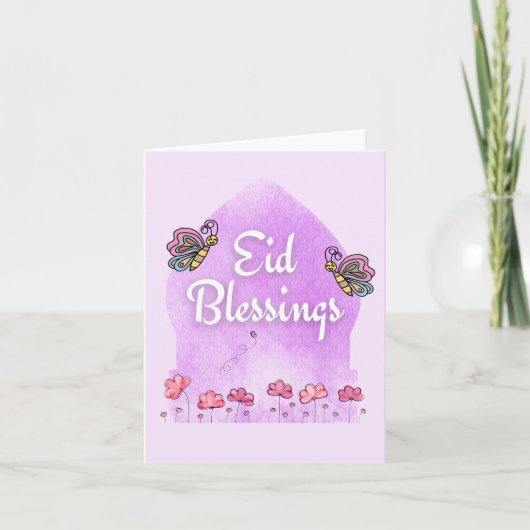 Eid Fitr Adha Blessing Butterflies Pink Karte (Vorderseite)