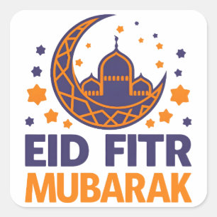 Eid Fitr Mubarak Happy Eid Al-Fitr muslimische Män Quadratischer Aufkleber