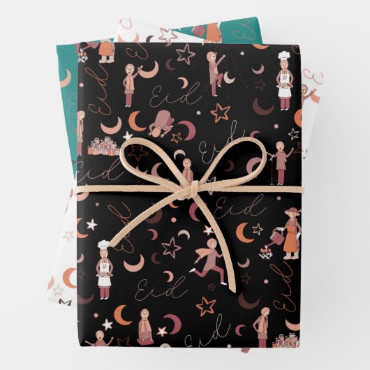 Eid Gift Wrapping Paper Sheets,19" x 29", Set 3 Geschenkpapier Set (Beispiel)