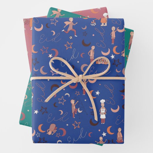 Eid Gift Wrapping Paper Sheets,19" x 29", Set 3 Geschenkpapier Set (Beispiel)