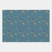 Eid Kids Blue Mosque Lantern Muster Zitat Geschenkpapier Set (Vorderseite)