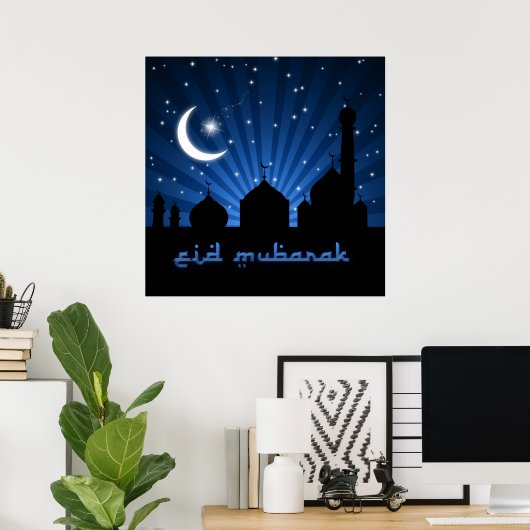Eid Mosque Blue Night Poster (Heimbüro)