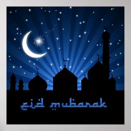 Eid Mosque Blue Night Poster (Vorne)