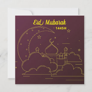 Eid Mubarak 1445 Hijriah Line Art Feiertagskarte