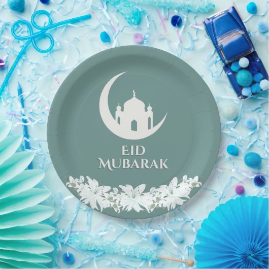 Eid Mubarak 1447 Hijri Crescent Moschee Design Pappteller (Party)