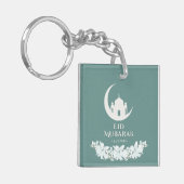 Eid Mubarak 1447 Hijri Crescent & Moschee Design Schlüsselanhänger (Vorderseite links)