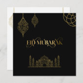 Eid Mubarak 2024 - Goldene Kalligraphie Feiertagskarte (Vorne/Hinten)