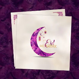 Eid Mubarak - Amethyst Crescent auf Perle Feiertagskarte