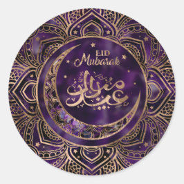 Eid Mubarak - Amethyst und Gold Runder Aufkleber